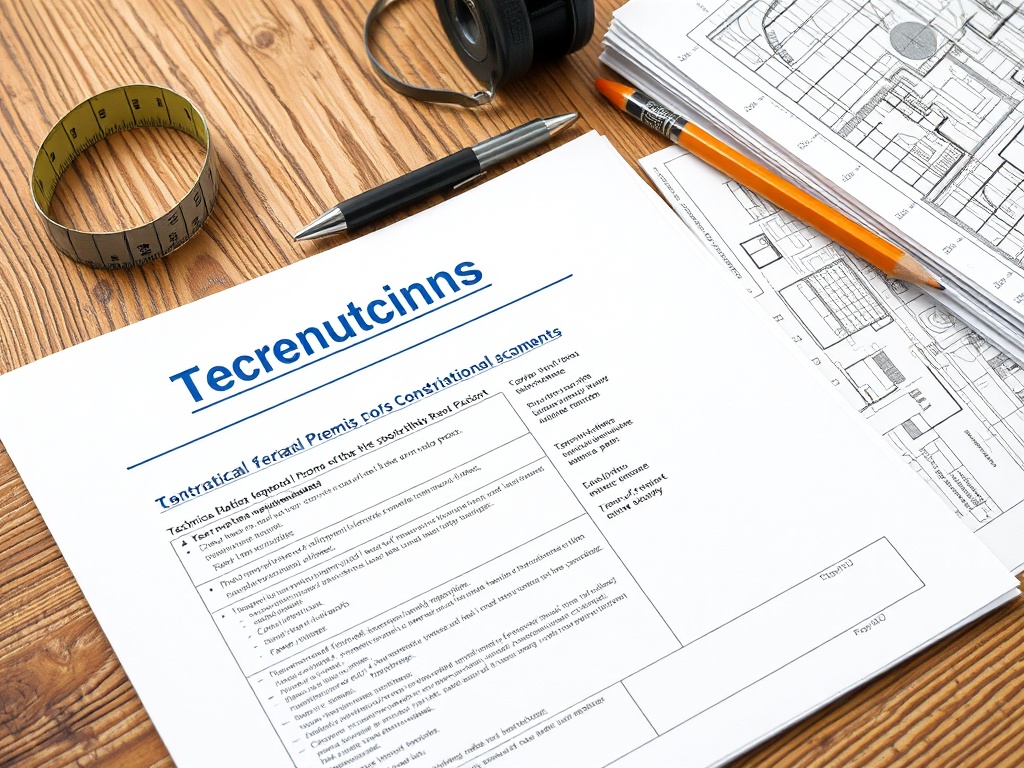 Документы на деревянном столе, на которых находятся чертежи и инструменты для измерения.